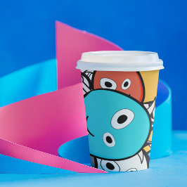 Kleurrijke Doodle Monster Cartoon  Papieren Bekers
