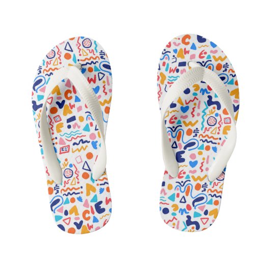 🌈 Kleurrijke Doodle-patroon Flip Flops (Voetbed)