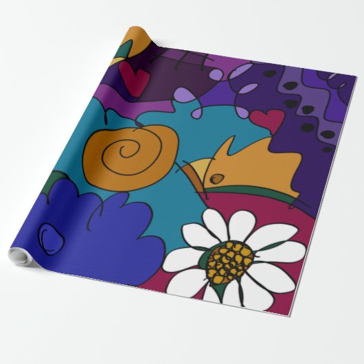 Kleurrijke Doodle Schetsen Inpakpapier (Uitgerold)