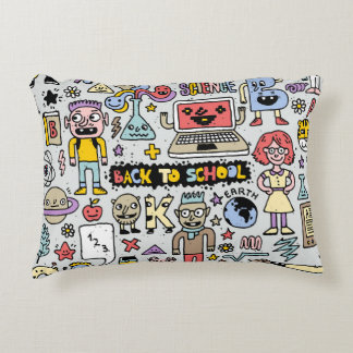 Kleurrijke Doodle School  Set Accent Kussen