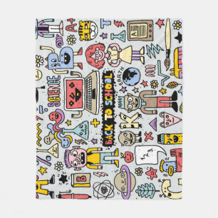 Kleurrijke Doodle School Set Fleece Deken