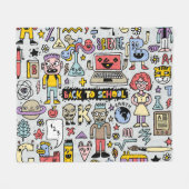 Kleurrijke Doodle School Set Fleece Deken (Voorkant (Horizontaal))