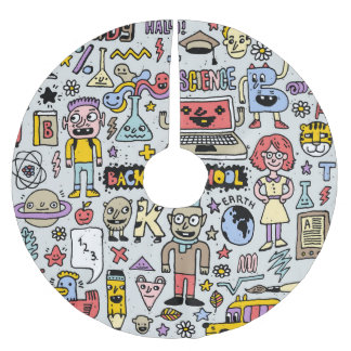 Kleurrijke Doodle School Set Kerstboom Rok
