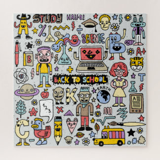 Kleurrijke Doodle School Set Legpuzzel