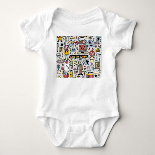 Kleurrijke Doodle School Set Romper (Voorkant)