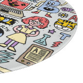 Kleurrijke Doodle School  Set Snijplank (Hoek)