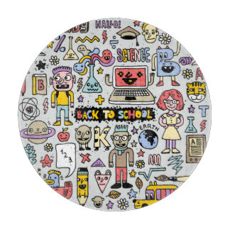 Kleurrijke Doodle School  Set Snijplank