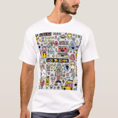 Kleurrijke Doodle School Set T-shirt (Voorkant)