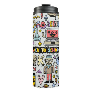 Kleurrijke Doodle School Set Thermosbeker
