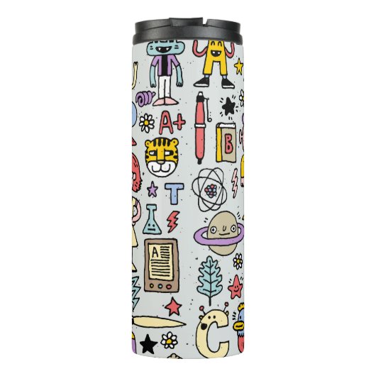 Kleurrijke Doodle School  Set Thermosbeker (Achterkant)