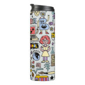 Kleurrijke Doodle School  Set Thermosbeker (Geroteerd rechts)