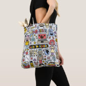 Kleurrijke Doodle School  Set Tote Bag (Dichtbij)