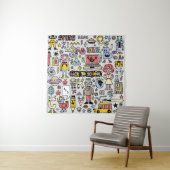 Kleurrijke Doodle School  Set Wandkleed (In situ)