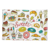 Kleurrijke doodle snoepjes: dessert design kussensloop (Achterkant)