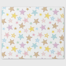 Kleurrijke Doodle Stars Wrapping Paper Cadeaupapier