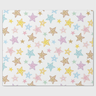 Kleurrijke Doodle Stars Wrapping Paper Cadeaupapier