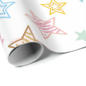 Kleurrijke Doodle Stars Wrapping Paper Cadeaupapier (Rol Hoek)
