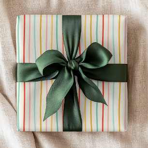 Kleurrijke Doodle Streep Kerstpatroon Cadeaupapier