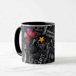 Kleurrijke Doodlepatroon Koffiemok Schattige Car Mok