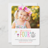 Kleurrijke Doodles 4e verjaardagsfeest Uitnodiging (Voorkant)