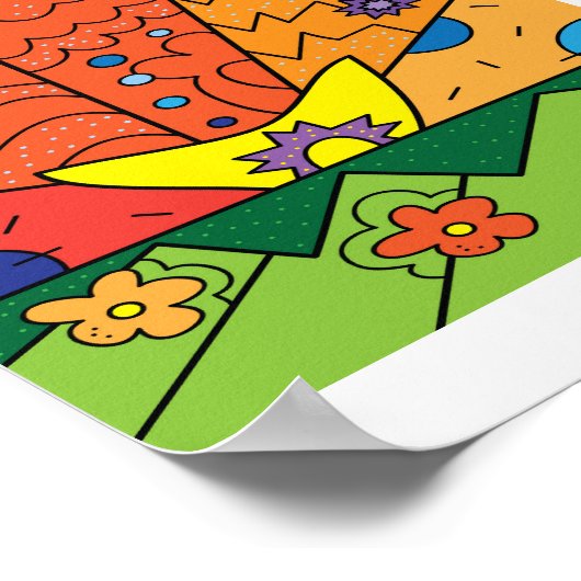 Kleurrijke Doodles, Patterns, Design Poster Print (Hoek)