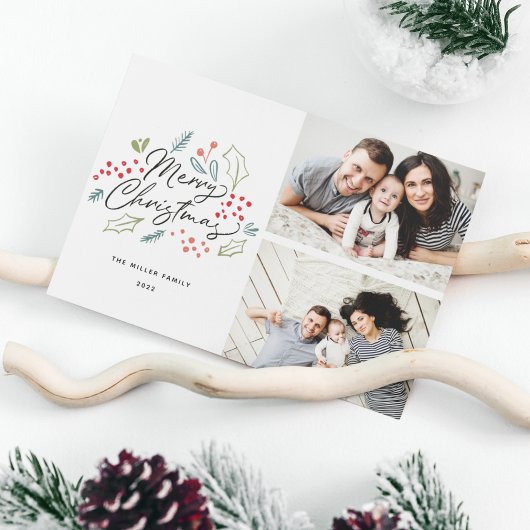 Kleurrijke Doodles Prettig Kerstfeest 2 Foto Feestdagenkaart