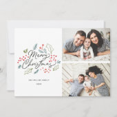 Kleurrijke Doodles Prettig Kerstfeest 2 Foto Feestdagenkaart (Voorkant)