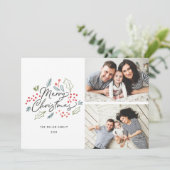 Kleurrijke Doodles Prettig Kerstfeest 2 Foto Feestdagenkaart (Staand voorkant)