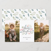 Kleurrijke Doodles Prettig Kerstfeest 2 Foto Feestdagenkaart (Voorkant / Achterkant)