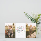 Kleurrijke Doodles Prettig Kerstfeest 2 Foto Feestdagenkaart (Staand voorkant)