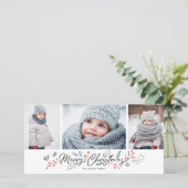 Kleurrijke Doodles Prettig Kerstfeest 3 Foto Feestdagenkaart (Staand voorkant)