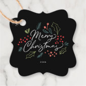 Kleurrijke Doodles Vrolijk Kerstmis tot Van Custom Bedankjes Labels (Voorkant)