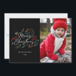 Kleurrijke Doodles Vrolijke Kerstfoto Zwart Feestdagenkaart<br><div class="desc">Deze heldere en kleurrijke fotovakantiekaart is voorzien van onze illustratieve feestgebloeddderdheden en zegt "Vrolijk kerstfeest" in een modern penseelscript. Komt met een passend patroon op het omgekeerde voor een extra speciale kaart. Dit ontwerp maakt deel uit van een collectie.</div>