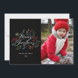 Kleurrijke Doodles Vrolijke Kerstfoto Zwart Feestdagenkaart<br><div class="desc">Deze heldere en kleurrijke fotovakantiekaart is voorzien van onze illustratieve feestgebloeddderdheden en zegt "Vrolijk kerstfeest" in een modern penseelscript. Komt met een passend patroon op het omgekeerde voor een extra speciale kaart. Dit ontwerp maakt deel uit van een collectie.</div>