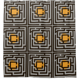 Kleurrijke doolhof patroon op aangepaste kleur douchegordijn