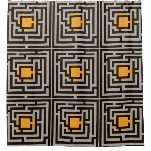 Kleurrijke doolhof patroon op aangepaste kleur douchegordijn (Voorkant)