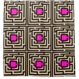 Kleurrijke doolhof patroon op aangepaste kleur douchegordijn