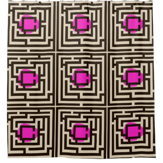 Kleurrijke doolhof patroon op aangepaste kleur douchegordijn (Voorkant)