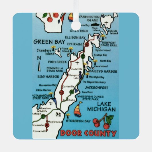 Kleurrijke Door County Wisconsin Metalen Ornament (Voorkant)