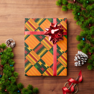 Kleurrijke door Kente-stof geïnspireerde print Cadeaupapier