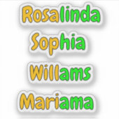 Kleurrijke doorzichtige waterdichte Kinder naamsti Sticker (Voorkant)