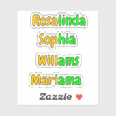 Kleurrijke doorzichtige waterdichte Kinder naamsti Sticker (Vel)