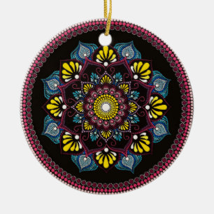 Kleurrijke Dot Art Mandala   Heilige Geometrie Boh Keramisch Ornament