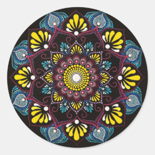 Kleurrijke Dot Art Mandala   Heilige Geometrie Boh Ronde Sticker