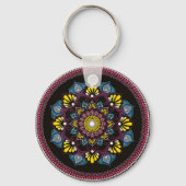 Kleurrijke Dot Art Mandala | Heilige Geometrie Boh Sleutelhanger (Achterkant)