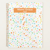 Kleurrijke Dot Patroon Gepersonaliseerde School Or Planner (Voorkant)