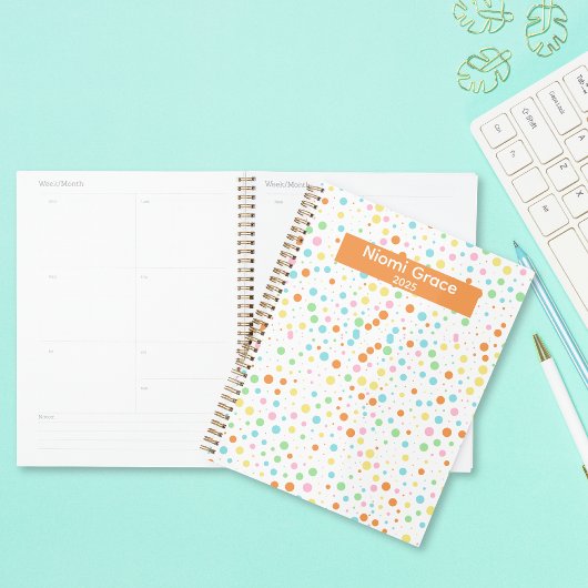 Kleurrijke Dot Patroon Gepersonaliseerde School Or Planner