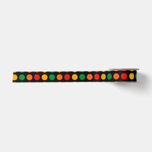Kleurrijke Dot Pattern op Black Retro Kerstmis Satijnen Lint