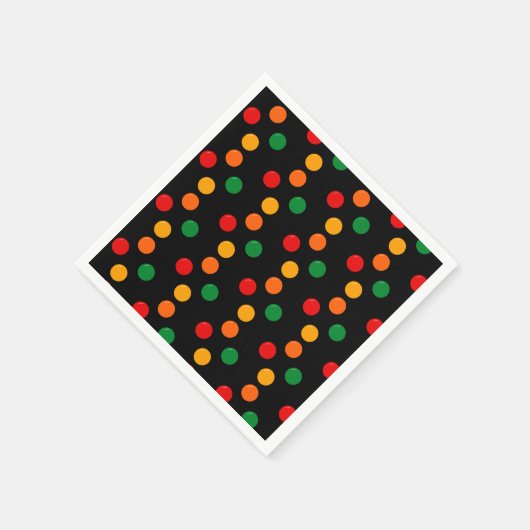 Kleurrijke Dot Pattern op Black Retro Kerstmis Servet (Hoek)