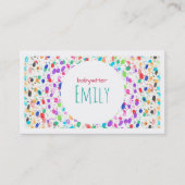 Kleurrijke Dot Sketch Babysitter Visitekaartje (Voorkant)